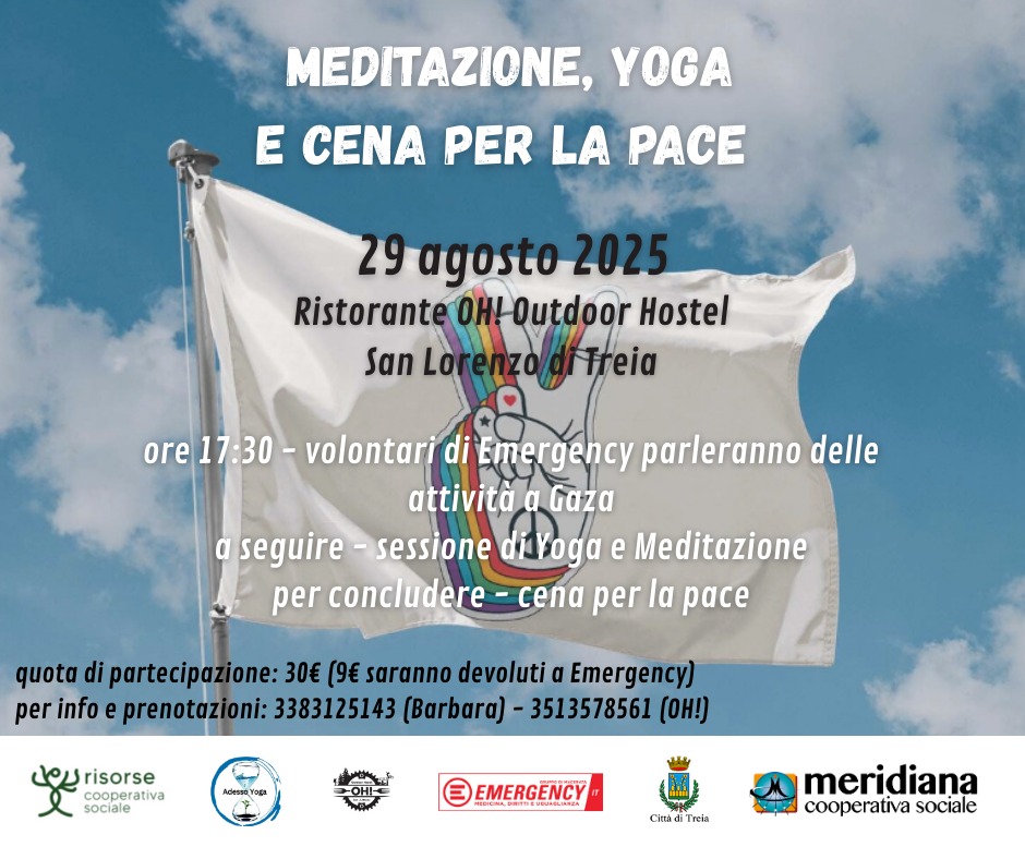 MEDITAZIONE, YOGA E CENA PER LA PACE